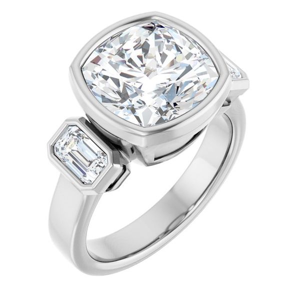 Bezel-Set Three-Stone Engagement Ring
