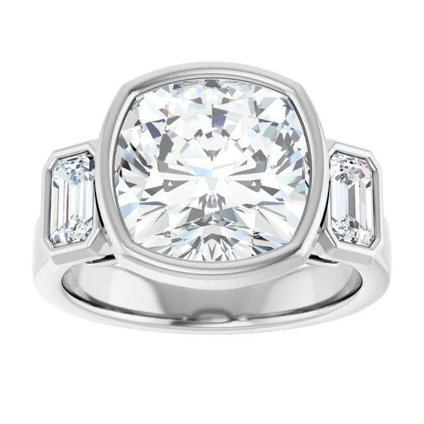 Bezel-Set Three-Stone Engagement Ring Image 3 Don's Jewelry & Design Washington, IA