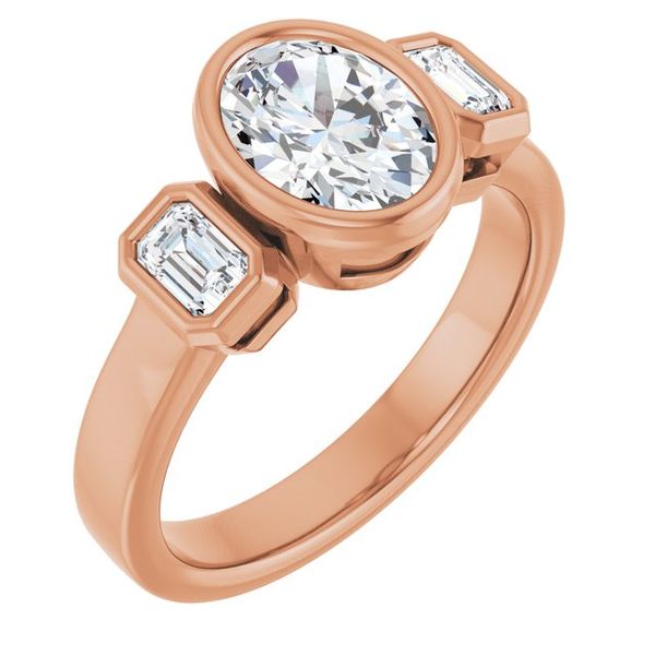 Bezel-Set Three-Stone Engagement Ring