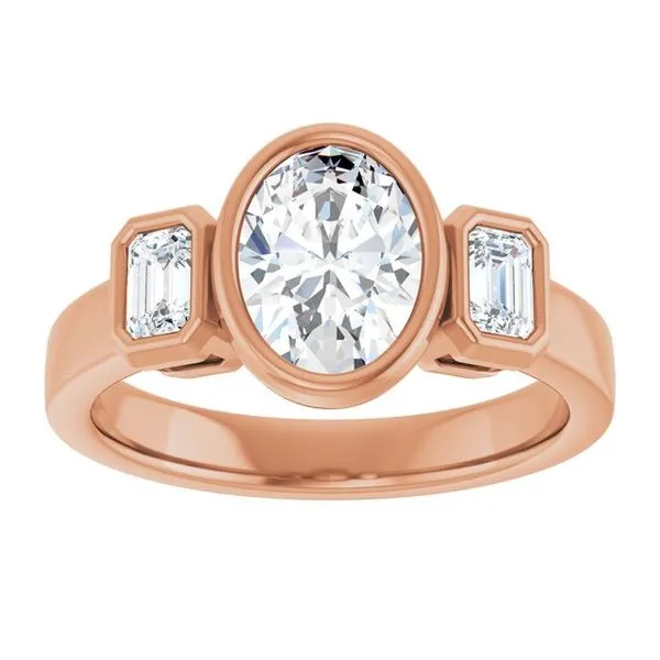 Bezel-Set Three-Stone Engagement Ring Image 3 Arezzo Jewelers Elmwood Park, IL