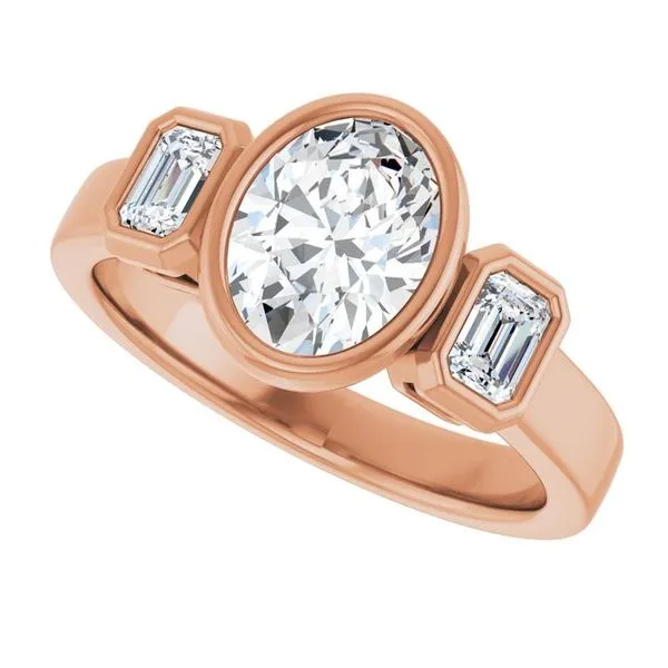 Bezel-Set Three-Stone Engagement Ring Image 5 Don's Jewelry & Design Washington, IA