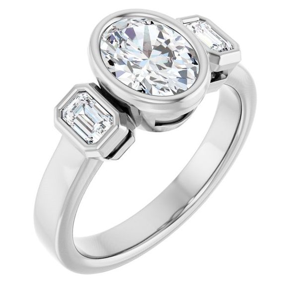 Bezel-Set Three-Stone Engagement Ring
