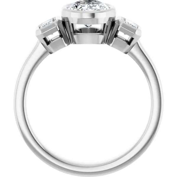 Bezel-Set Three-Stone Engagement Ring Image 2 Paul James Jewelers Angels Camp, CA