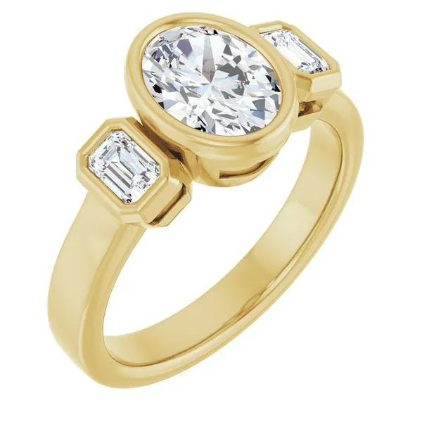 Bezel-Set Three-Stone Engagement Ring Don's Jewelry & Design Washington, IA