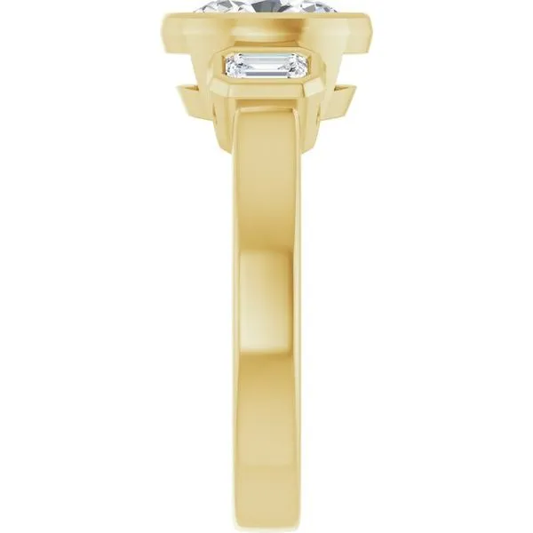 Bezel-Set Three-Stone Engagement Ring Image 4 J. Thomas Jewelers Rochester Hills, MI