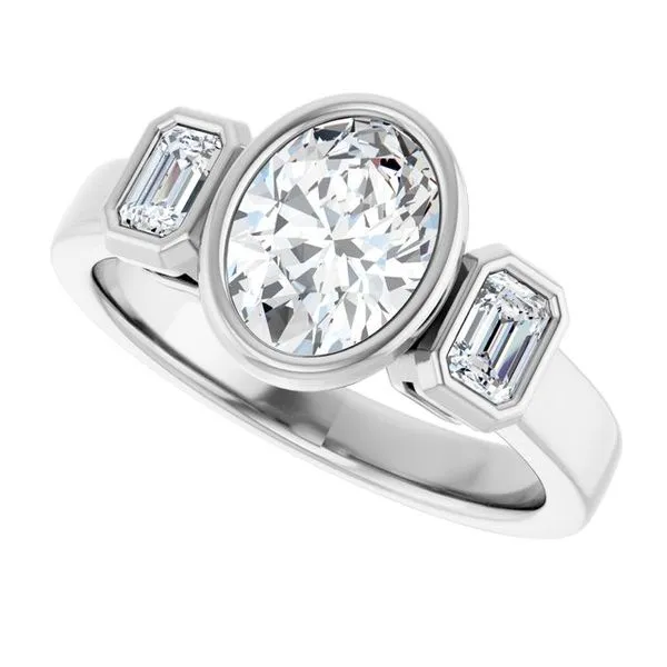 Bezel-Set Three-Stone Engagement Ring Image 5 Hudson Valley Goldsmith New Paltz, NY