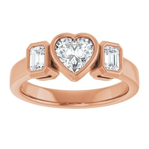 Bezel-Set Three-Stone Engagement Ring Image 3 Clater Jewelers Louisville, KY