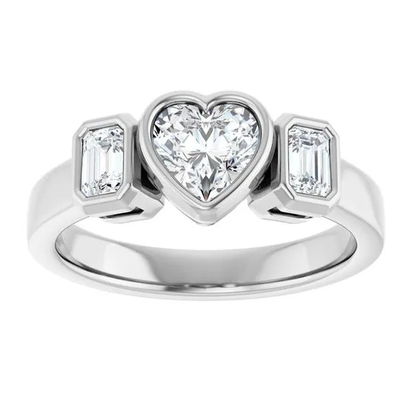 Bezel-Set Three-Stone Engagement Ring Image 3 Paul James Jewelers Angels Camp, CA