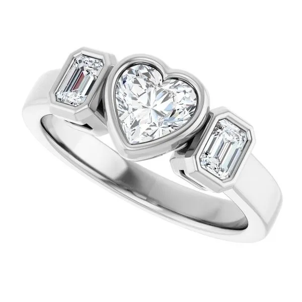 Bezel-Set Three-Stone Engagement Ring Image 5 Don's Jewelry & Design Washington, IA