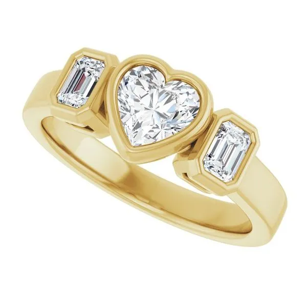 Bezel-Set Three-Stone Engagement Ring Image 5 JF Jones Jewelers Rochester, NY