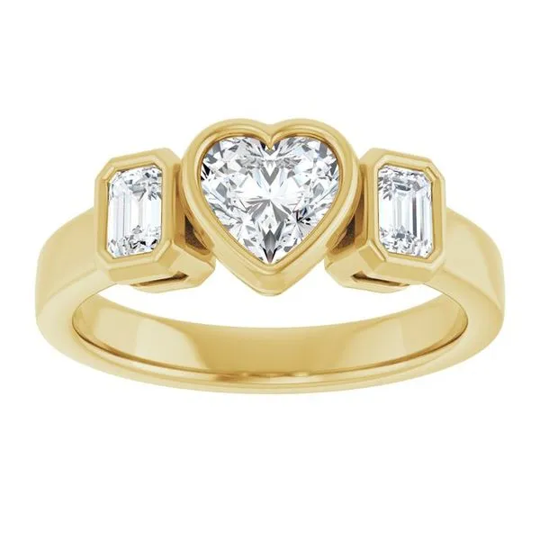 Bezel-Set Three-Stone Engagement Ring Image 3 Clater Jewelers Louisville, KY