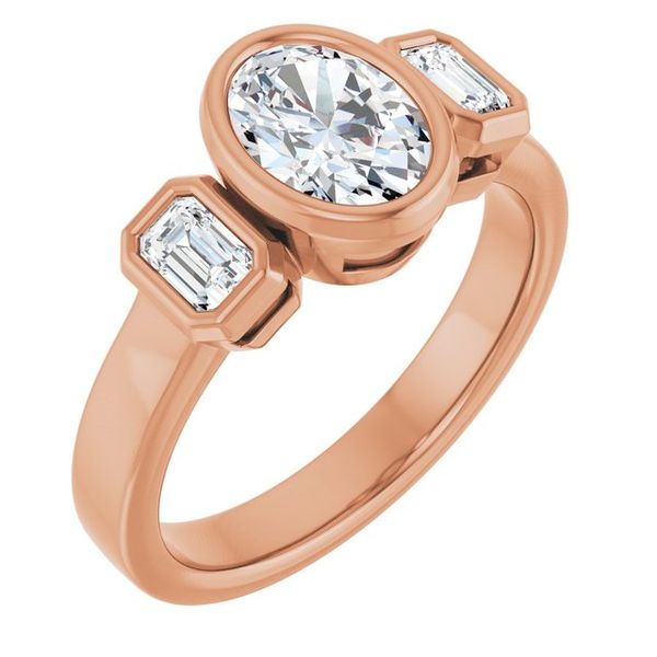 Bezel-Set Three-Stone Engagement Ring