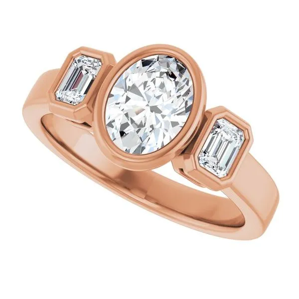 Bezel-Set Three-Stone Engagement Ring Image 5 Hudson Valley Goldsmith New Paltz, NY