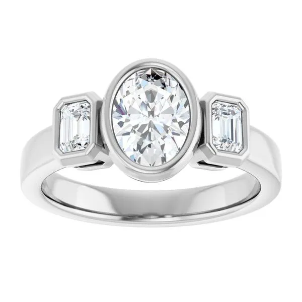 Bezel-Set Three-Stone Engagement Ring Image 3 Clater Jewelers Louisville, KY