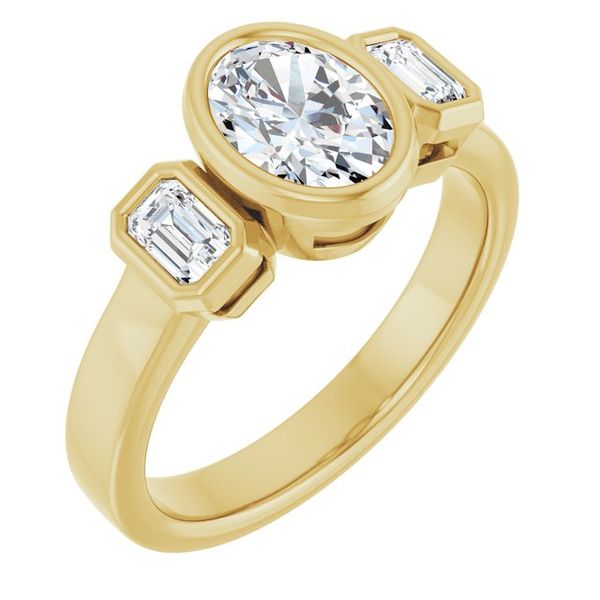 Bezel-Set Three-Stone Engagement Ring