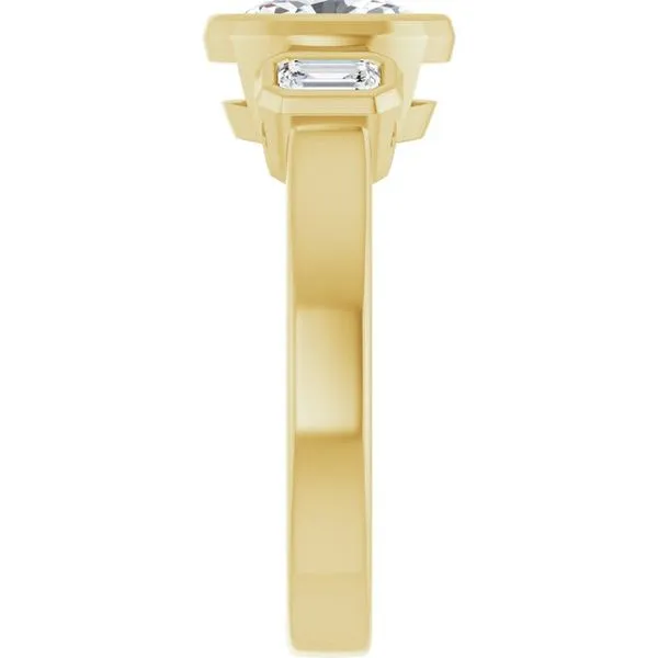 Bezel-Set Three-Stone Engagement Ring Image 4 Raleigh Diamond Fine Jewelry Raleigh, NC