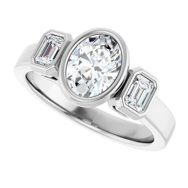 Bezel-Set Three-Stone Engagement Ring Image 5 Clater Jewelers Louisville, KY