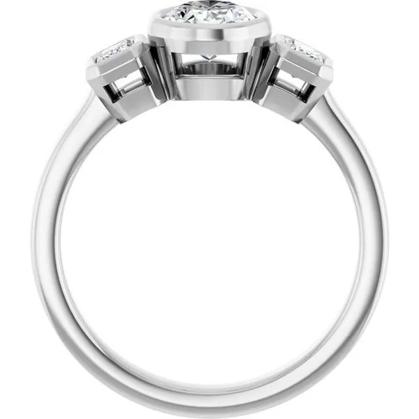 Bezel-Set Three-Stone Engagement Ring Image 2 JF Jones Jewelers Rochester, NY