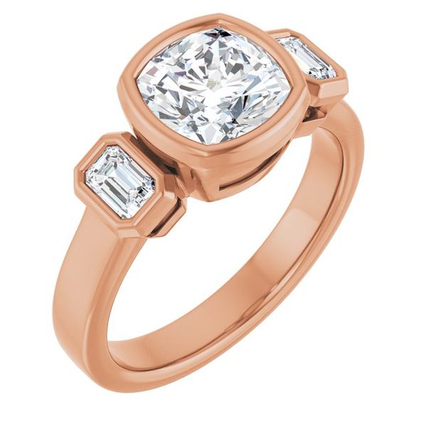 Bezel-Set Three-Stone Engagement Ring