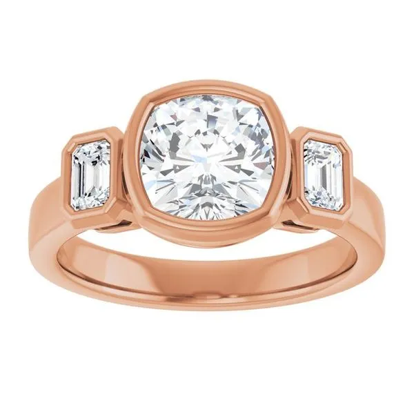 Bezel-Set Three-Stone Engagement Ring Image 3 Michael Szwed Jewelers Longmeadow, MA