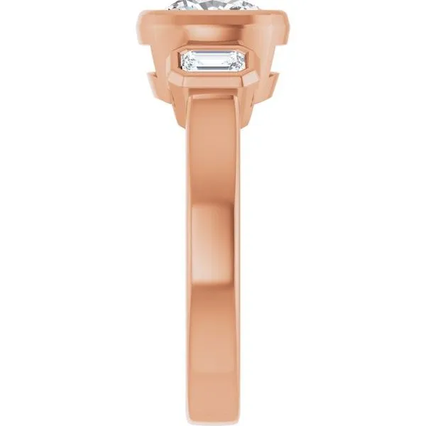 Bezel-Set Three-Stone Engagement Ring Image 4 JF Jones Jewelers Rochester, NY