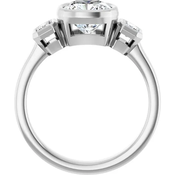 Bezel-Set Three-Stone Engagement Ring Image 2 Stuart Benjamin & Co. Jewelry Designs San Diego, CA