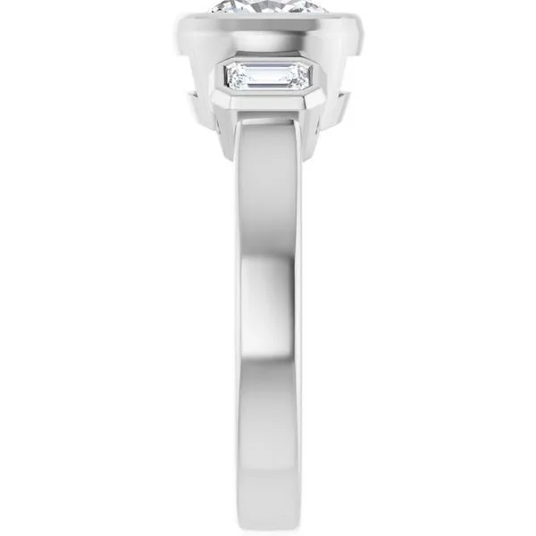 Bezel-Set Three-Stone Engagement Ring Image 4 Clater Jewelers Louisville, KY