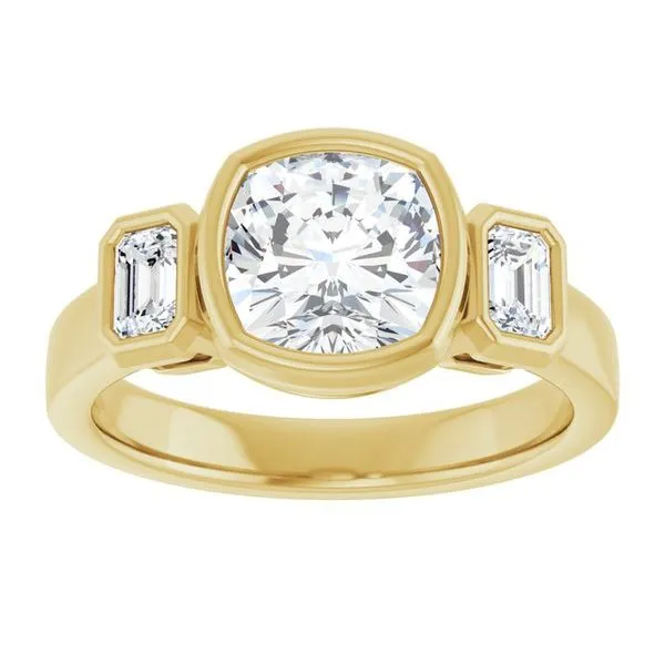 Bezel-Set Three-Stone Engagement Ring Image 3 Futer Bros Jewelers York, PA