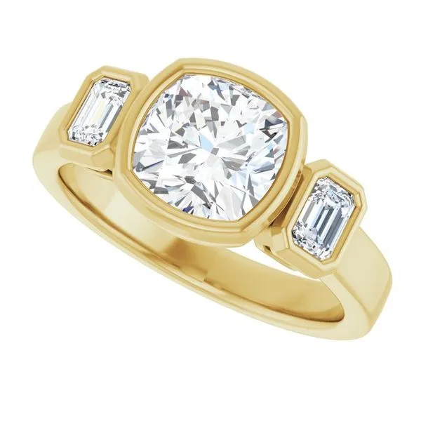 Bezel-Set Three-Stone Engagement Ring Image 5 Don's Jewelry & Design Washington, IA