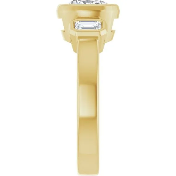 Bezel-Set Three-Stone Engagement Ring Image 4 J. Thomas Jewelers Rochester Hills, MI