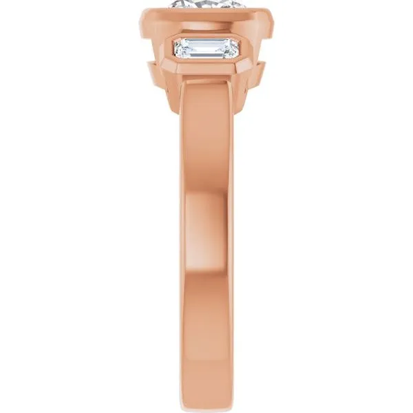 Bezel-Set Three-Stone Engagement Ring Image 4 Hudson Valley Goldsmith New Paltz, NY