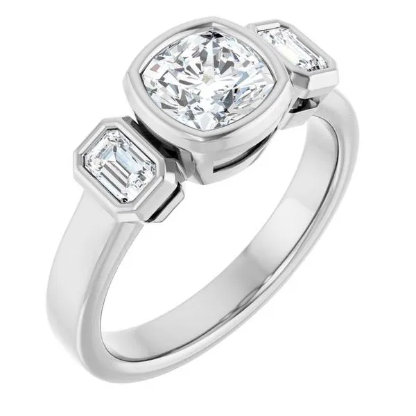 Bezel-Set Three-Stone Engagement Ring Shipley's Fine Jewelry Hampstead, MD