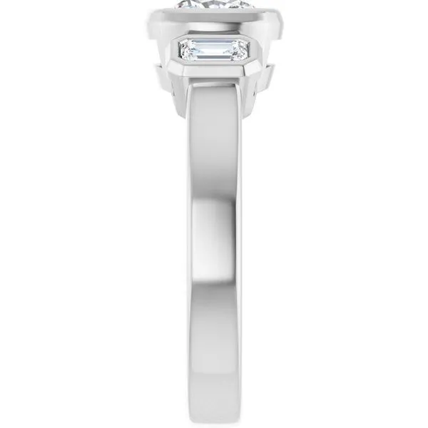 Bezel-Set Three-Stone Engagement Ring Image 4 Raleigh Diamond Fine Jewelry Raleigh, NC