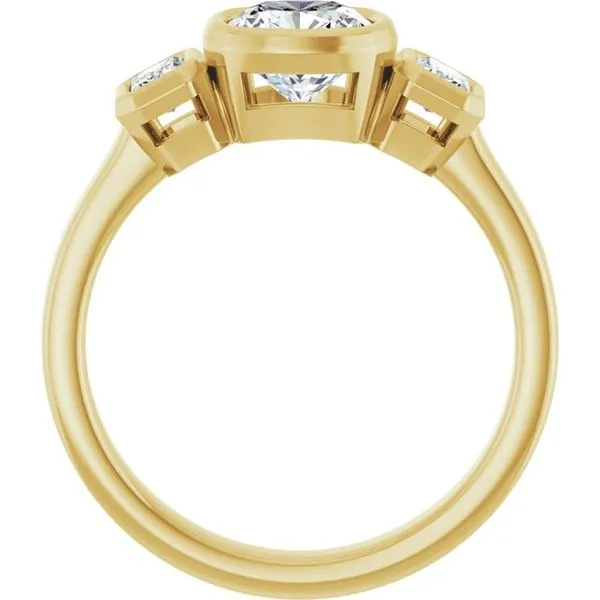 Bezel-Set Three-Stone Engagement Ring Image 2 The Jewelry Source El Segundo, CA