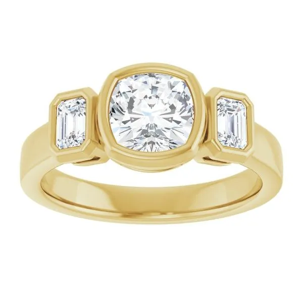 Bezel-Set Three-Stone Engagement Ring Image 3 Don's Jewelry & Design Washington, IA