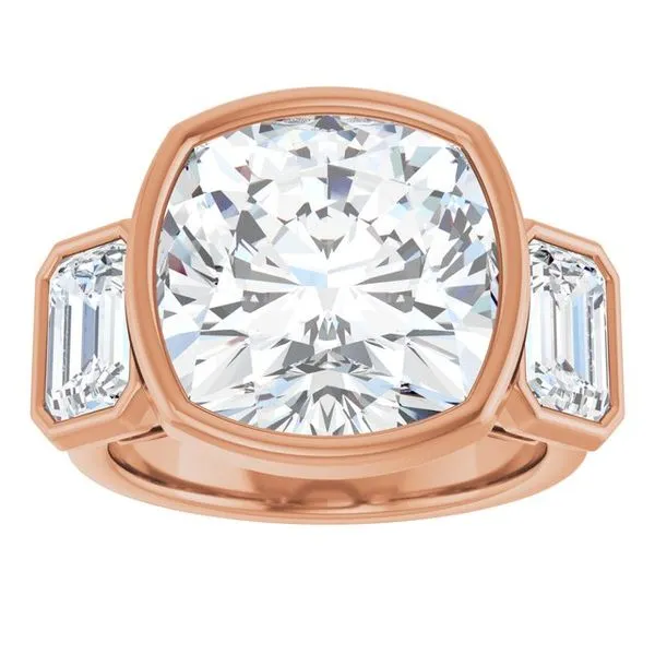 Bezel-Set Three-Stone Engagement Ring Image 3 Don's Jewelry & Design Washington, IA