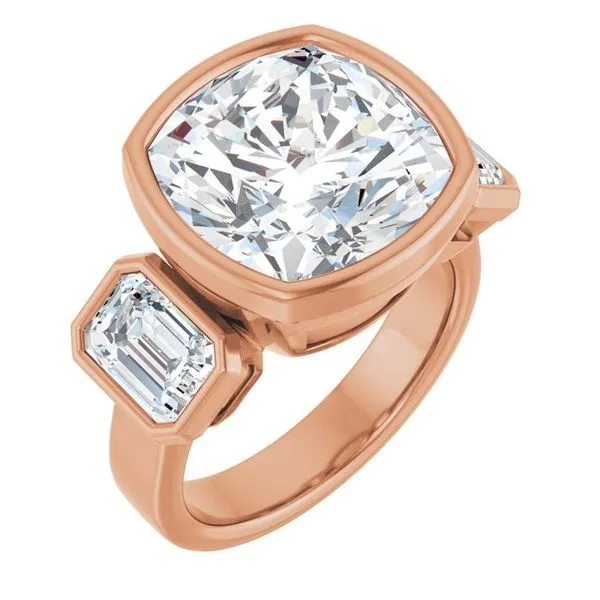 Bezel-Set Three-Stone Engagement Ring Don's Jewelry & Design Washington, IA