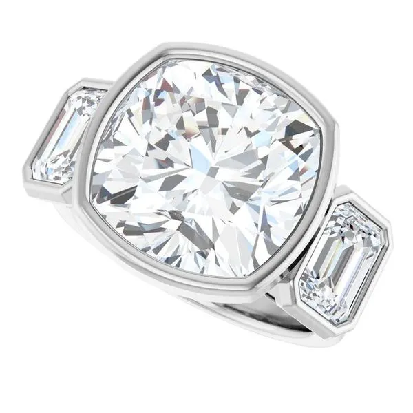 Bezel-Set Three-Stone Engagement Ring Image 5 Don's Jewelry & Design Washington, IA