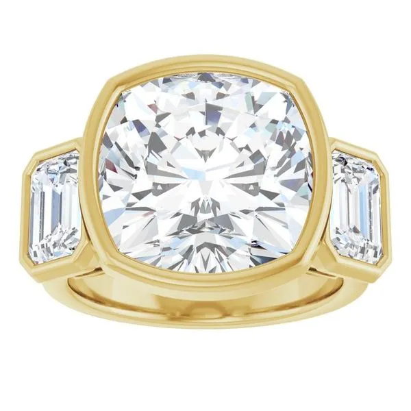 Bezel-Set Three-Stone Engagement Ring Image 3 JF Jones Jewelers Rochester, NY