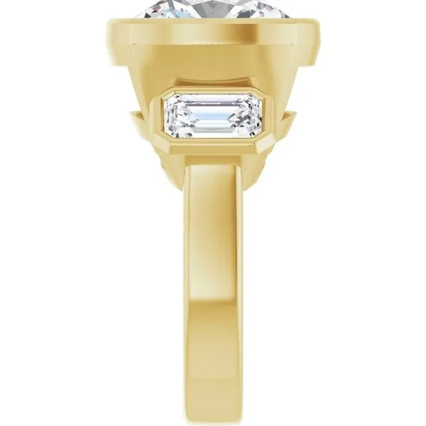 Bezel-Set Three-Stone Engagement Ring Image 4 JF Jones Jewelers Rochester, NY