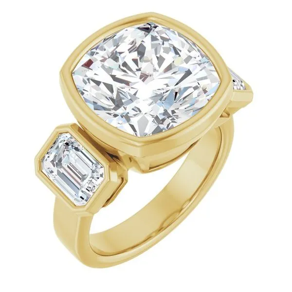 Bezel-Set Three-Stone Engagement Ring Hudson Valley Goldsmith New Paltz, NY