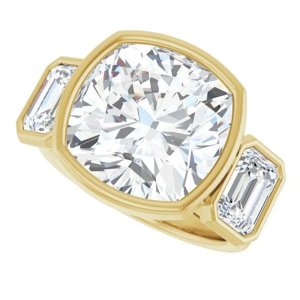 Bezel-Set Three-Stone Engagement Ring Image 5 Hudson Valley Goldsmith New Paltz, NY