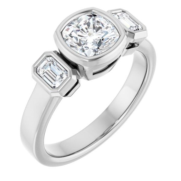 Bezel-Set Three-Stone Engagement Ring