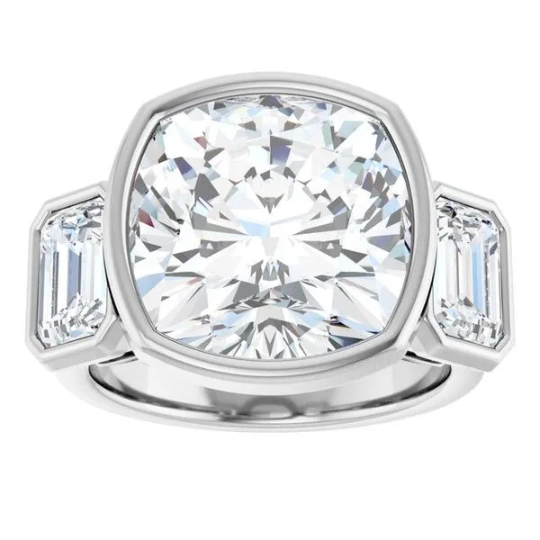 Bezel-Set Three-Stone Engagement Ring Image 3 Don's Jewelry & Design Washington, IA