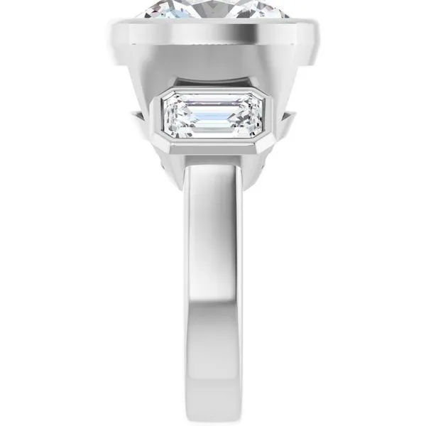 Bezel-Set Three-Stone Engagement Ring Image 4 Don's Jewelry & Design Washington, IA