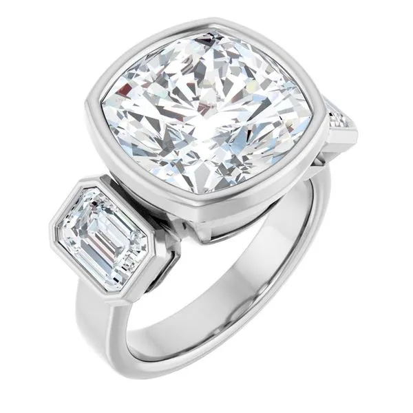 Bezel-Set Three-Stone Engagement Ring Ocean View Jewelers Millville, DE