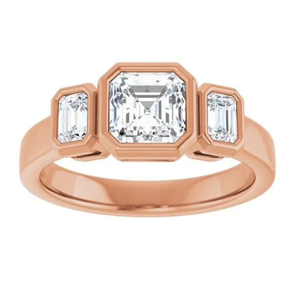 Bezel-Set Three-Stone Engagement Ring Image 3 Don's Jewelry & Design Washington, IA