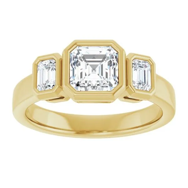 Bezel-Set Three-Stone Engagement Ring Image 3 Don's Jewelry & Design Washington, IA