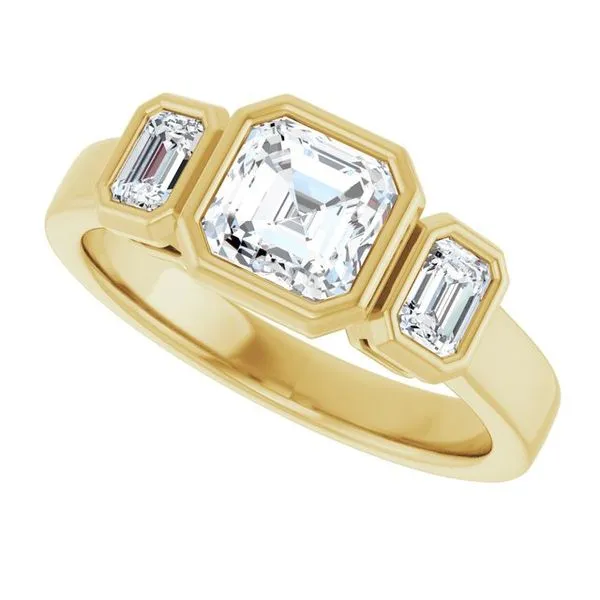 Bezel-Set Three-Stone Engagement Ring Image 5 Futer Bros Jewelers York, PA
