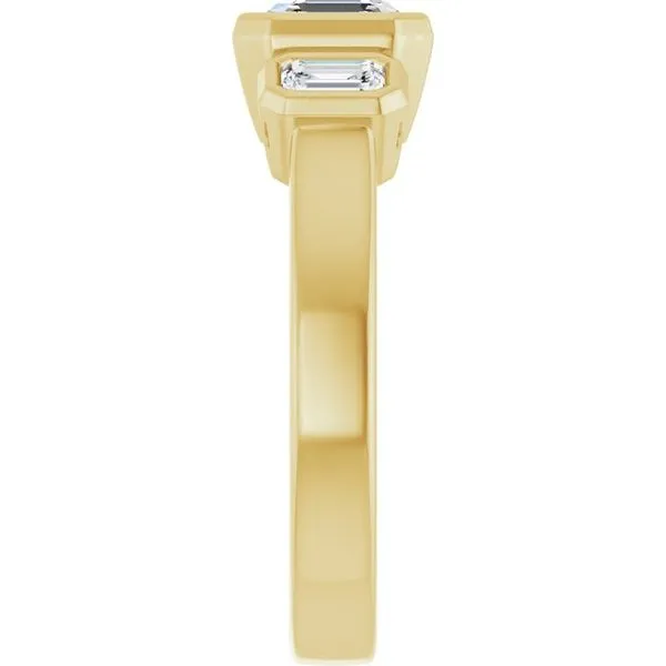 Bezel-Set Three-Stone Engagement Ring Image 4 J. West Jewelers Round Rock, TX